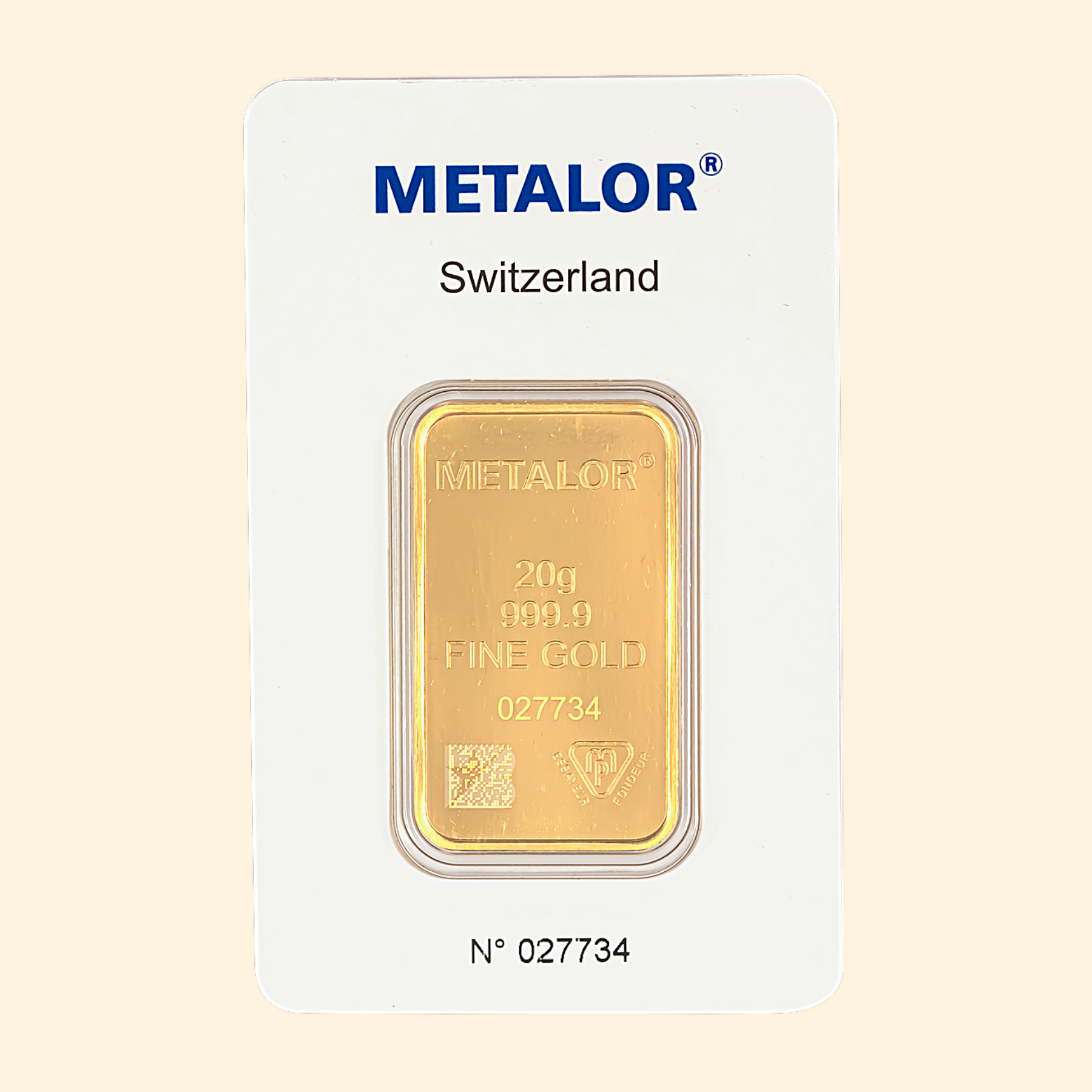 20 Gram Metalor Swiss Gold Bullion Bar